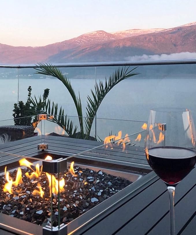 NUPICK 20 Pound Fire Glass, 1/2 Inch Reflective Fire Glass, Fit with Fire Pit and Fireplace, Black