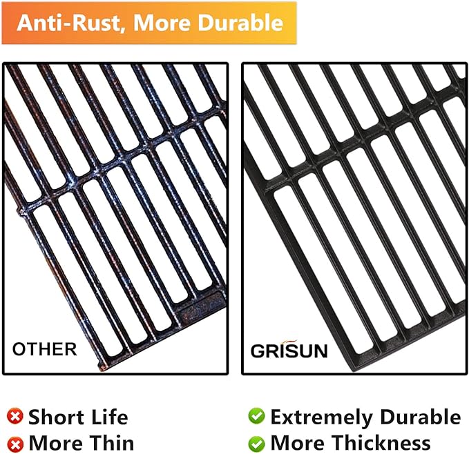 GRISUN Grill Grates for Pit Boss Austin XL, Rancher XL Wood Pellet Grills, Heavy Duty Cast Iron Grill Grids for Pit Boss 1000 Series Grills, 3 PCS