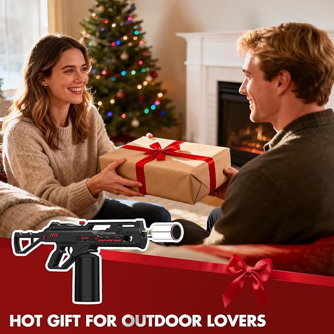 Propane Torch Gun with One-Touch Max Fire, Kitchen Blow Torch for Sous Vide Searing Steak, Grill, Charcoal Starter, Campfire(Propane Tank Not Included) Black and Red