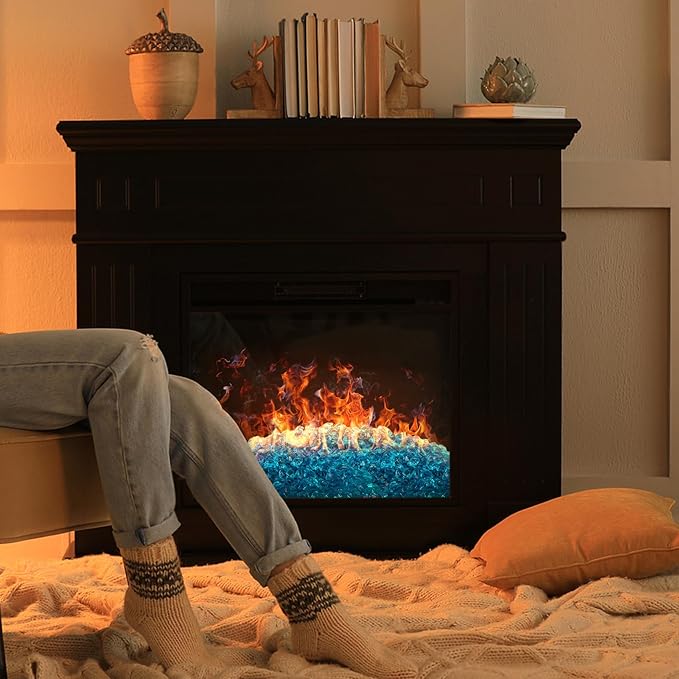 Mr. Fireglass 1/2-Inch Polygon Fire Glass for Fireplace Fire Pit & Lanscaping, 10 Pounds High Luster Aqua Blue
