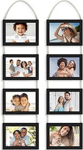 Icona Bay - 4x6 Wall Hanging Picture Frames Collage with 8 Openings - Basic Black, 2 Pack - Casual Style Engineered Wood Frames - Wall Mount Only - Bliss Collection