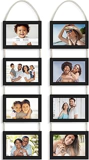 Icona Bay - 4x6 Wall Hanging Picture Frames Collage with 8 Openings - Basic Black, 2 Pack - Casual Style Engineered Wood Frames - Wall Mount Only - Bliss Collection
