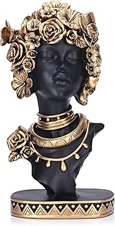 African American Woman Bust Statue, Vintage African Figurines and Sculptures, Elegant Art Decor for Home and Office, Ornamental Accent for Living Room, Bookshelf – Perfect Housewarming Gift