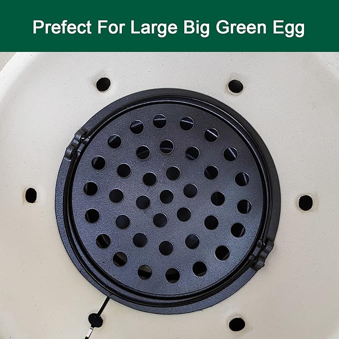9" Round Cast Iron Fire Grate,BBQ High Heat Charcoal Plate for Large Big Green Egg Fire Grate,Bottom Grate Grill Parts Charcoal Grate Replacement Big Green Egg Accessories
