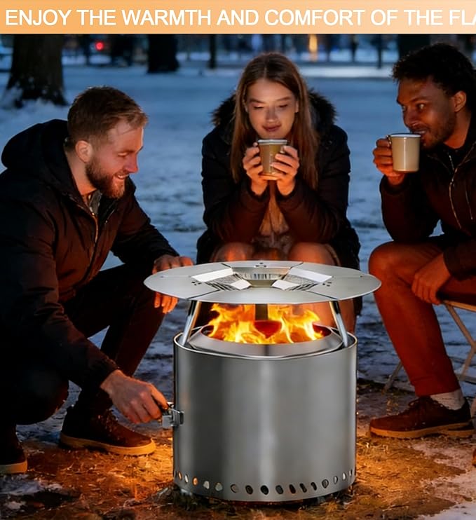 Heat Deflector for Solo Stove Bonfire 19.5", 304 Stainless Steel Heat Diffuser with Handles, Camping Accessory for Solo Stove Bonfire 1.0 & 2.0, Other 19.5" Fire Pits, Capture and Redirect Warmth