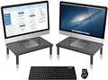 Bracwiser Monitor Stand Riser,3 Level Height Adjustable Desktop monitor stand for Computer, Laptop, Printer, Notebook with Vented Metal Platform 370X235MM 2 Packs,Black