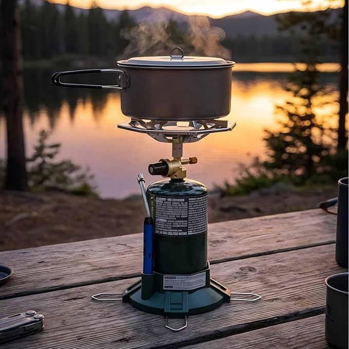 Propane Camping Stove With Propane Burner, Single Burner Bottle Top Propane Stove Adjustable Flame for Backpacking,Hiking,Camping,Tank Top Stove With USB Cable (Fuel not included)