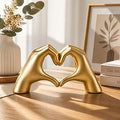 SANTA CASA Small Gold Heart Hands Resin Sculpture, Modern Home Decor for Bedroom Table Shelf Office, Ideal Gift for Father's Day Birthday Wedding Housewarming