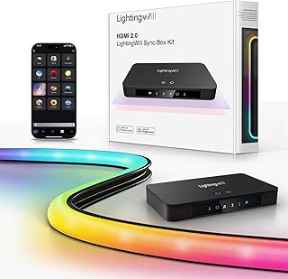 LightingWill TV LED Backlight with 4K HDMI Sync Box, 16.4ft RGBIC LED Strip Lights for 75-85 Inch TV, Sync with Screen, 3 HDMI Inputs, 60 LEDs/m High Density, App Control, Works with Alexa & Google
