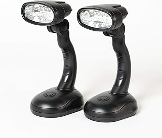 Set of 2 LED Black Desk Reading Lamp and Portable Study Lamp with 12 Led Bulbs and Bright Study Lamp for Work Station Illumination & Emergency Situations and Battery Operated Reading Lights