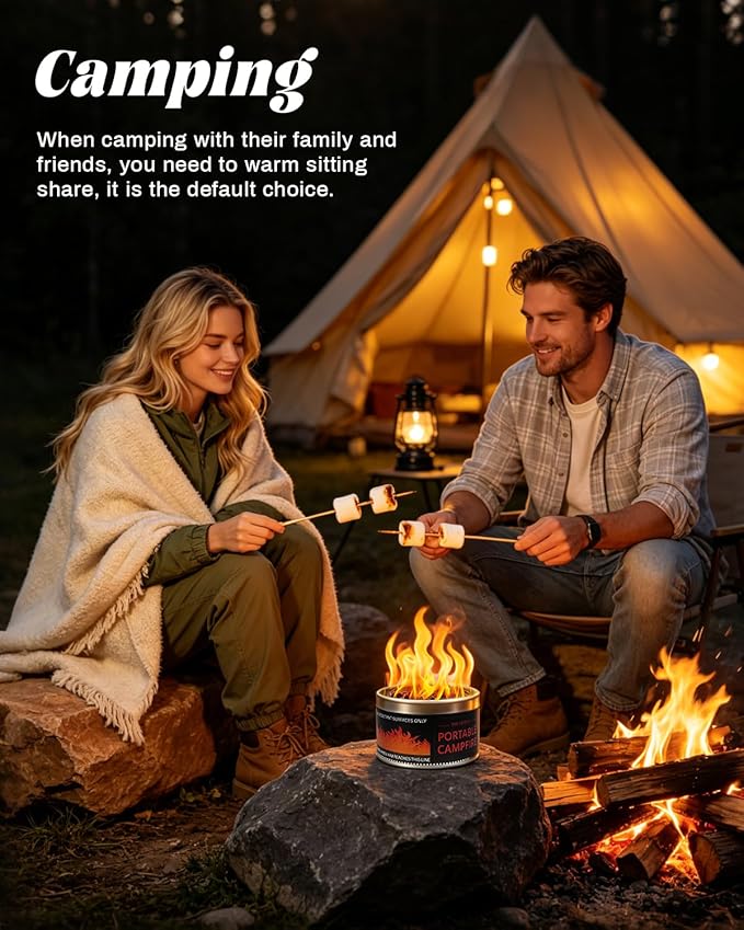 MR MIRYE Portable Smores Fire Pit - 3-5 Hours Burn Time, Mini Fire Pit for Outdoor Camping, Picnics, Backyard & Travel, No Embers, Lightweight Smores Maker with Portable Firepit Bonfire Design