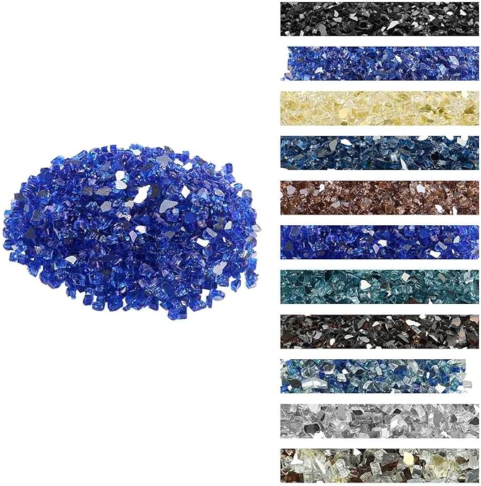 VEVOR Fire Glass, 35 lbs, Cobalt Blue, 1/2 Inch High-Temperature Resistant Reflective Glass Rocks, Smokeless Fire Pit Stones for Outdoor Table & Landscaping