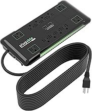 Plugable 12 Outlet Power Strip 4320 Joules Surge Protection, Built-in 10.5W 2-Port USB Charger for Android and Apple Phones, Mobile Devices, 25 Foot Cable