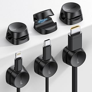 Lamicall Cord Organizer [1s Lock] Spring Cable Holder Clips - 6Pack Desk Cable Management Clips, Phone Charger Cord [Smooth Adjustable], Adhesive Wire Organizer Keeper for Nightstand Wall Car Office