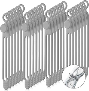 Nuanchu 40 Pcs Silicone Cable Ties Reusable Holder Adjustable Straps Multipurpose Charging Cable Organizer for Fastening Charging Cords Wires(7.1 Inch,Gray)
