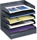 Safco 3127BL Steel Desk Organizer Tray Sorter with 5 Shelves, Black