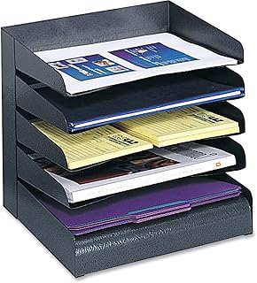 Safco 3127BL Steel Desk Organizer Tray Sorter with 5 Shelves, Black