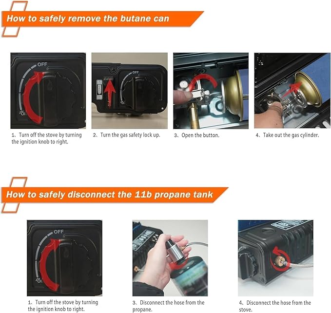 10,000 BTU Propane or Butane Stove with Windblocker, Dual Fuel Propane Stove for Camping, Automatic Ignition Gas Portable Stove with Propane Adapter Hose Carrying Case (Fuel Not Included)