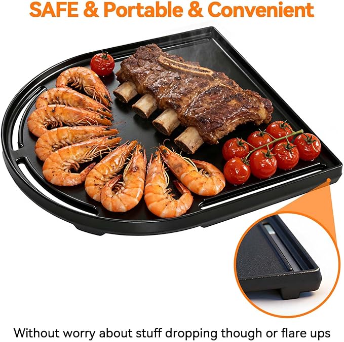 13" Cast Iron Griddle for Coleman Roadtrip Grill 285 225 Table Top Accessories Replacement Parts - Nonstick Reversible Griddle for Stove Top/Gas Grill/Oven & Outdoor BBQ for Swaptop Cooktop LX LXE LXX