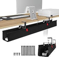 KEEGH Extra Large 48" Under Desk Cable Management Tray - Under Desk Cord Management - Clamp/Screw Mount - Support Upto 70lbs - Fabric Wire Management - Cable Raceways Tray Cord Hiders for Office/Home