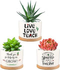 PARBEE Teacher Appreciation Gifts - Thank You for Helping Me Grow Succulent Planter Pots, Mini Ceramic Plant Pot, Graduation Gift for Teachers, Back to School Christmas Teacher Gifts