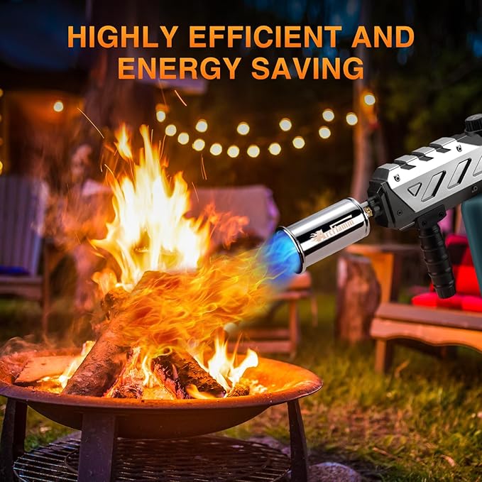 ARTFLAMM Powerful Propane Torch Gun, Kitchen Grill Torch with Detachable Design, Adjustable Flamethrower Torch Burner for Searing Steak, BBQ, Welding, Camping Charcoal Lighter(Tank Not Included)