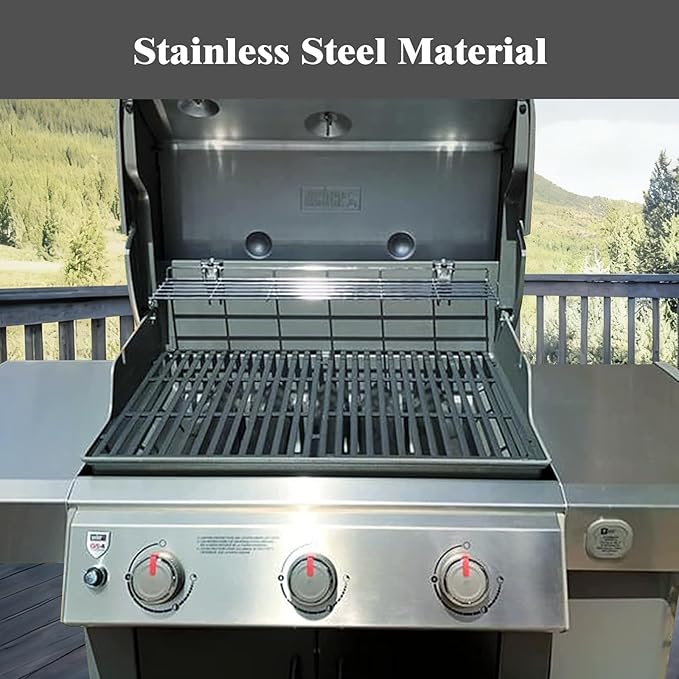 Uniflasy Stainless Steel Grill Warming Rack for Weber Genesis II 300 Series Gas Grills, Genesis II E-310/E-315, II E-330/E-335, II S-310/S-335 Grill Parts, Replacement Parts for Weber 66044, 25 inch