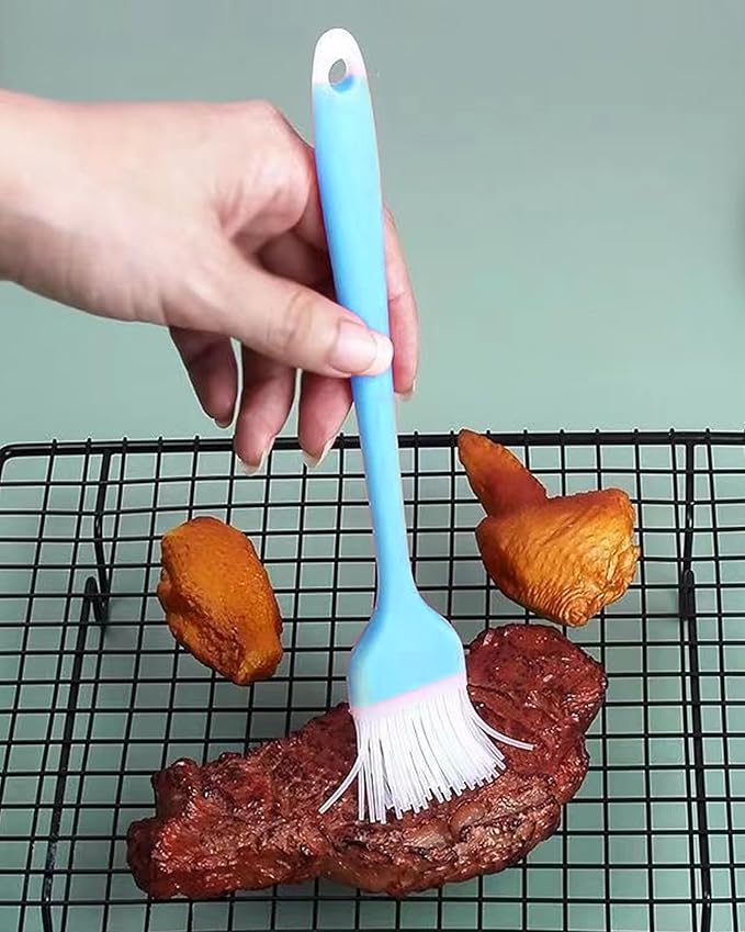Pastry Brush Silicone Basting Brush for Cooking,2PCS 10+8 in Heat Resistant Food Brushes for Baking, Grilling, Cooking and Spreading Oil, Butter, BBQ Sauce, or Marinade (Blue)