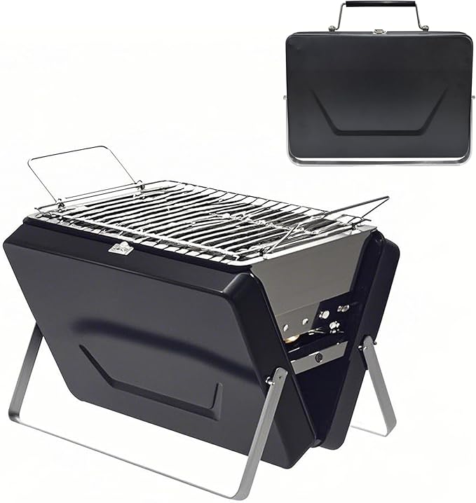 PMS Portable Camping Charcoal Grill, Folding Stainless Steel Stove for Outdoor Cooking BBQ Camping Hiking Picnic Backpacking