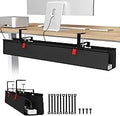 Univivi No Drill Under Desk Cable Management Tray, 36" Cord Organizer for Table, Clamp/Screw Mount Desk Cable Management, Premium Fabric Cable Management Tray for Office, Home