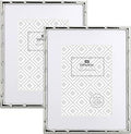 YiPinYin 8x10'' Bamboo Detail Designs Silver Metal Picture Frame with Mat for 5x7'' Set of 2,Narrow Silver Plated Photo Frames 5x7'' With Soft Touch Velvet Backing for Desktop and Wall Décor