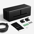Large Cable Management Box-Stylish Wire Organizer, Wire Concealer and Wire Management Box-Wire Management Box with Protective Sleeve (Black)