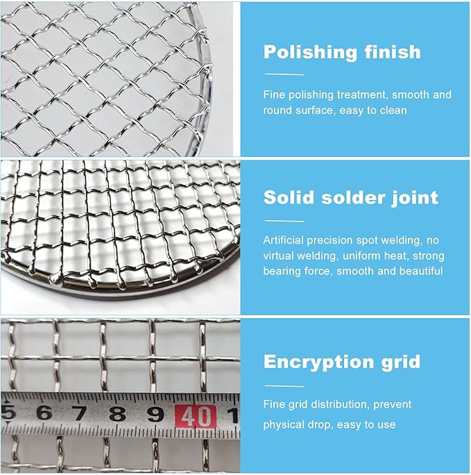 Eagles Round Grill Grates, 6.5" Round Grill Grates Stainless Steel Barbecue Mini Round BBQ Grill Net/Mesh/Rack/Grate/Steam Mesh Fire Grate for Charcoal Stove Home Party Outdoor Camping