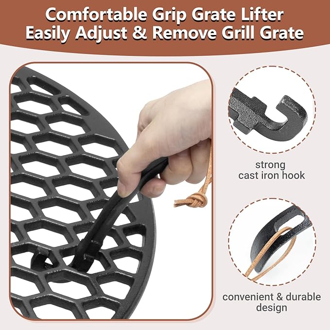 8835 Cast Iron Grill Grate for Weber 22" Kettle Grill Cooking Grate Replacement Part for 22 Inch Weber Performer, Recteq Bullseye and Premium Charcoal Grills