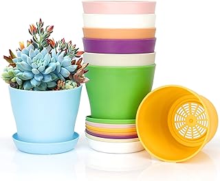 8 Pcs Plant Pots,3.8" Flower Pots,Gardening Gifts,Plastic Pot for Plants,Nursery Succulent Pot Planters for Indoor Plants,Small Flower Pots,Cute Plant Pots