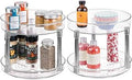 mDesign 2-Tier Lazy Susan Turntable for Kitchen Cabinets, Shelf, Table, Countertop, 9" Multi Level Rotating Organizer Carousel, Storage Turntable Organizer, Ligne Collection, 2 Pack, Clear/Chrome