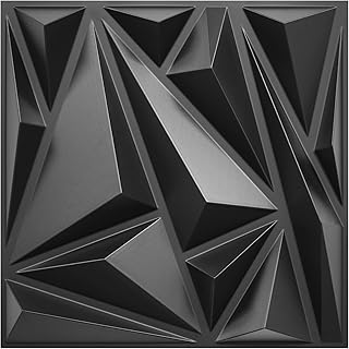STICKGOO 33 Pack 3D Wall Panels for Interior Wall Decor, Black Diamond Design Accent Wall Decor, 12''x12'' Modern Wall Panels for Gaming Room Bedroom TV Background