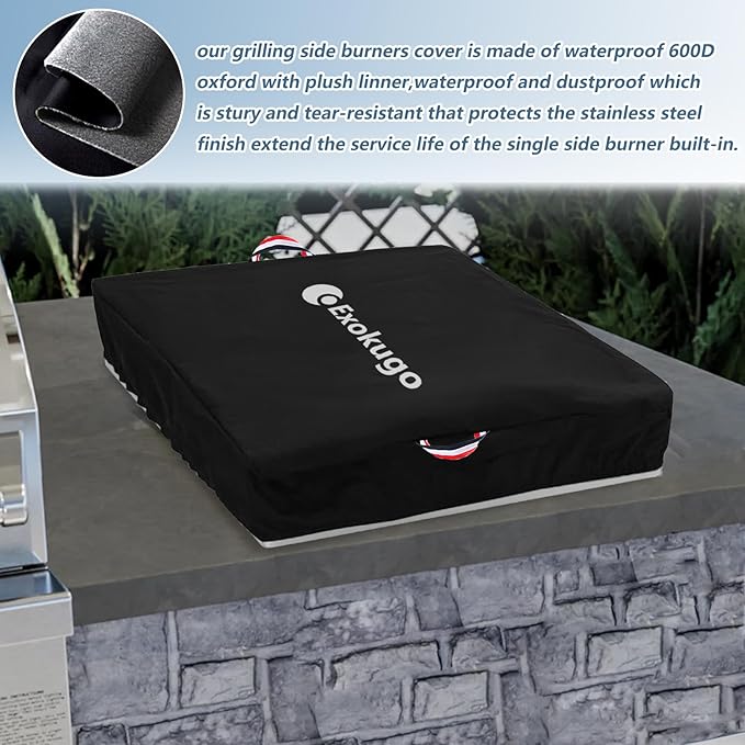 Burner Covers for Blaze Single Side Built-in Natural Gas Griddle,Heavy-Duty Waterproof Burner Cover with Plush Lining, 20''L x 12''W x 4''H, Black