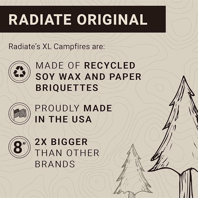 Radiate 2 Pack XL 8" Portable Campfire As Seen On Shark Tank - Up to 2 Hours of Burn Time, Reusable Travel Fire Pit for Camping, Patios & Beach Days - Great Alternative to a Real Fire - Made in USA