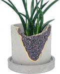 4 Inch Crystal Plant Pot with Saucer - Cement Geode Planter - Concrete Pots for Plants - Modern Succulent Pot Indoor - Unique Air Plant Holder - Candle Holder - Small Plant Home Decor (Red Garnet)