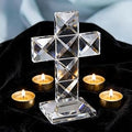 QFkris Traditional Crystal Standing Cross, Clear 5'' Tall Glass Tabletop Cross Figurine Christian Decor for Mom Women Man