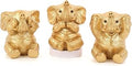 Set of 3 Gold Good Luck Elephant Statues Home Décor Cool Elephant Figurines for Shelf, Living Room Office Desktop, Bookshelf, Animal Sculptures Gifts,Small Decor Accents Items for Women