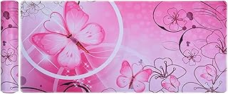 Large XXL Mat Gaming Mouse Pad Extended Full Desk Pad Pink Cute Mouse Pad with Waterproof Surface-Optimized Gaming Surface,Non-Slip Rubber Base Sticthed Edge Mousepad (35"x15.55"x0.08")-Pink Butterfly