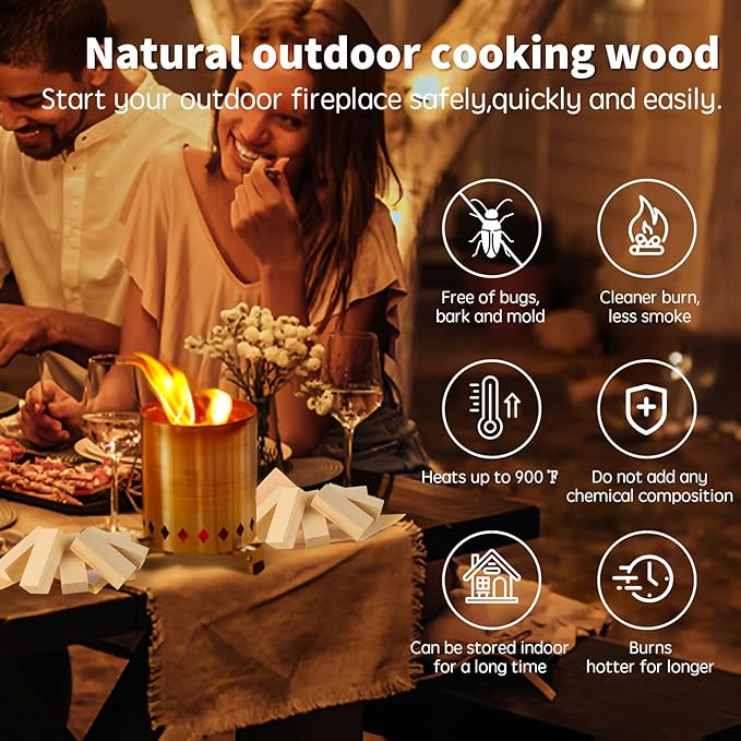 Mini Fire Sticks Wood,5" Lengths Kiln Dried Pine Small Firewood,Barkless Kindling Fire Logs,Fire Pit Accessories Great for Stove Mesa XL,Tabletop Firepit,Pizza Oven Wood,8 Lbs