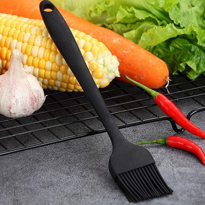 2 Pack Heat Resistant Silicone Basting Brush,Black Long Handle Pastry Brush for Grilling, Baking, BBQ and Cooking