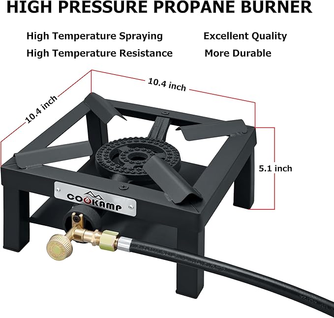COOKAMP Propane Burner Angle Iron Camp Stove with CSA Listed Regulator and 4ft Hose (SA1200v2)