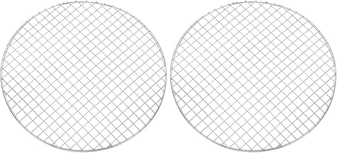 uxcell 2 Pcs Round Cooking Rack, Dia 12 Inch Stainless Steel Grill Grate Cross Wire Barbecue Grill for Cooking Baking Air Fryer Racks, Silver