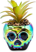 Disney Villains Evil Queen Poison Apple Ceramic Planter with Artificial Succulent | Small Flower Pot, Faux Indoor Plants For Desk Shelf, Home Decor Trinket Tray | Snow White and the Seven Dwarfs Gifts