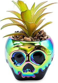 Disney Villains Evil Queen Poison Apple Ceramic Planter with Artificial Succulent | Small Flower Pot, Faux Indoor Plants For Desk Shelf, Home Decor Trinket Tray | Snow White and the Seven Dwarfs Gifts