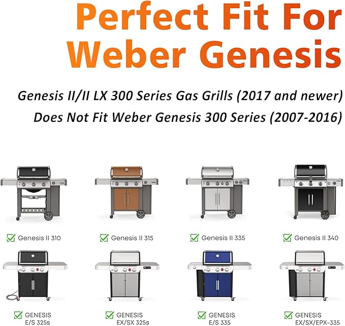 66032 17'' Flavorizer Bars for Weber Genesis II/LX 300 Series, Genesis II E310, E315, E335 (2017 & Newer) Gas Grills, Porcelain Enameled Steel, Replacement Parts for Weber 66795 Flavor Bars